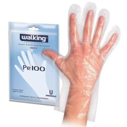 Pack Of 100 Pe Disposable Gloves Made Of Polyethylene With Embossed Micro Grip, Length