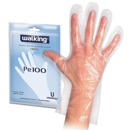 Pack Of 100 Pe Disposable Gloves Made Of Polyethylene With Embossed Micro Grip, Length