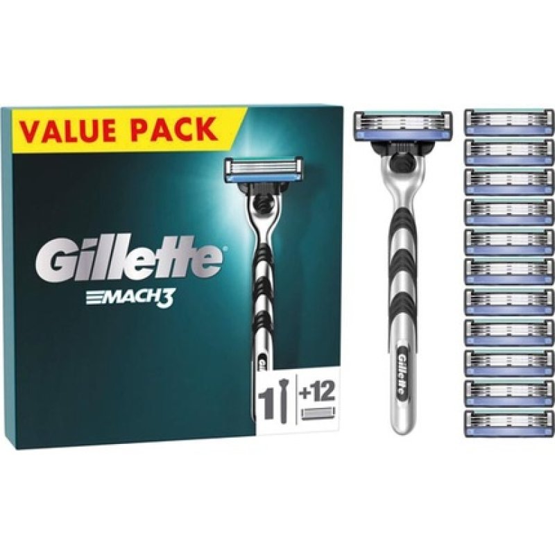 Gillette Mach3 Standard Razor With 12 Blades
