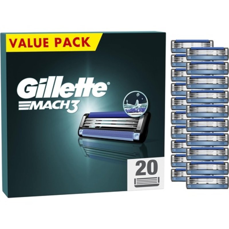 Gillette Mach3 Razor Blades for Men 20 Refills Upgraded Lubrastrip for Enhanced Glide