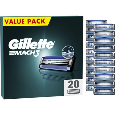 Gillette Mach3 Razor Blades for Men 20 Refills Upgraded Lubrastrip for Enhanced Glide