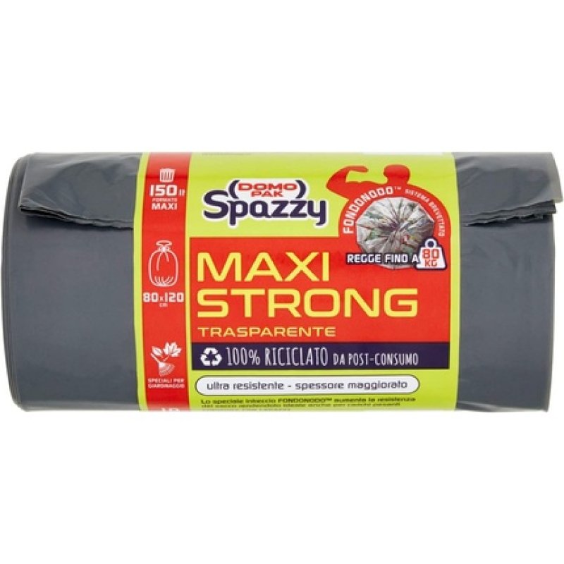 Domopak Spazzy Transparent Bin Liners, Maxi, 150l, Pack Of 10