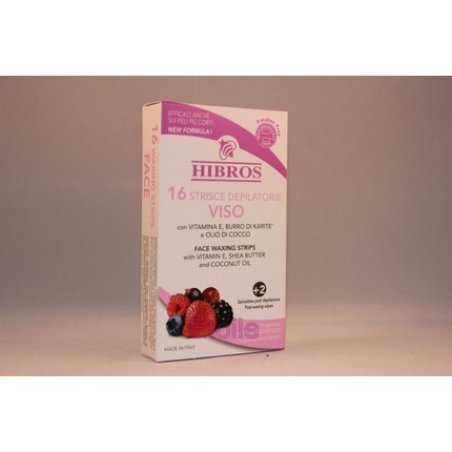 Hibros Face Wax Strips Berry Fruits X16/20 - 16 Wax Strips And 2 Wipes