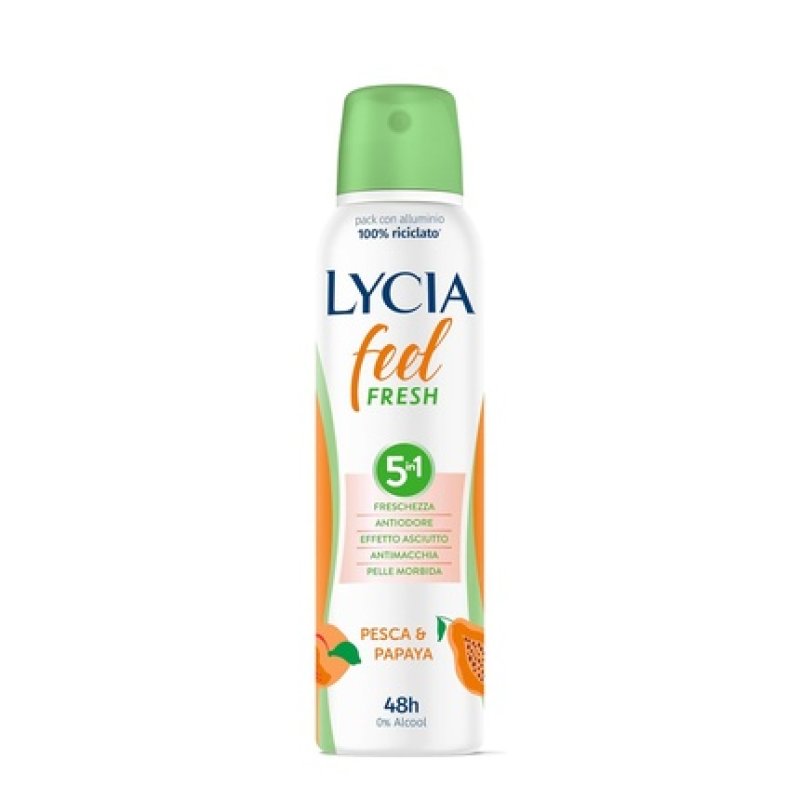 Lycia Feel Fresh Deodorant Spray Alcohol-Free 48 Hours Peach and Papaya Scent 150ml