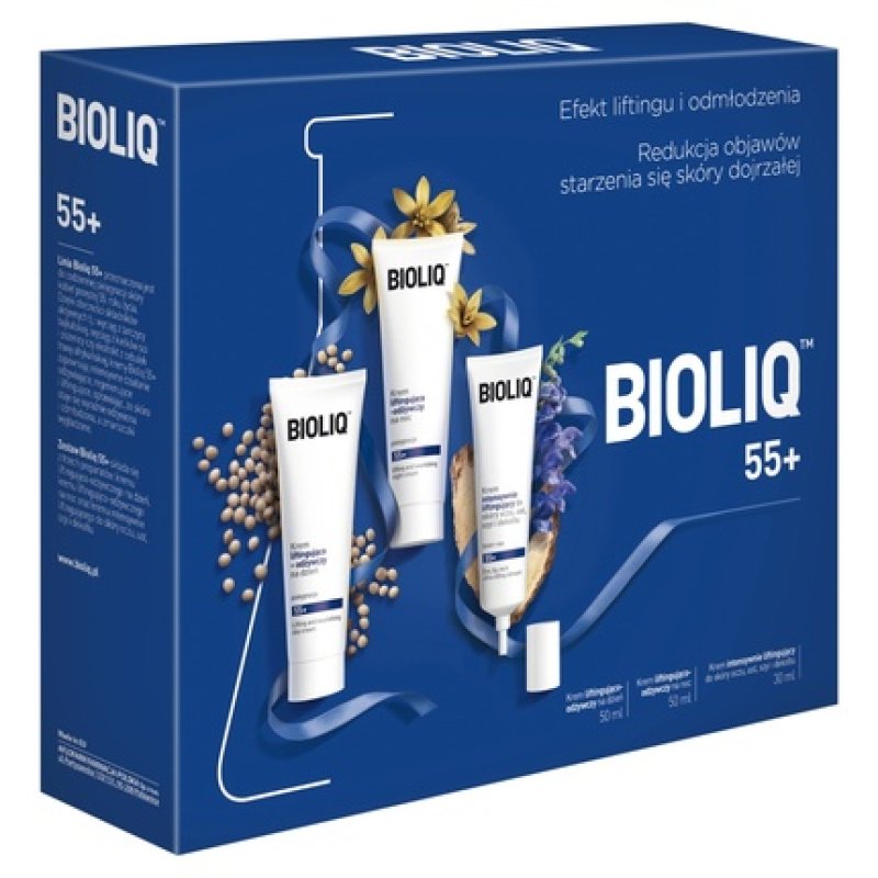 Bioliq 55 Intensive Lifting Cream Set For Eyes, Lips, Neck, And Decollete 30ml Day Cream 50ml Night Cream 50ml