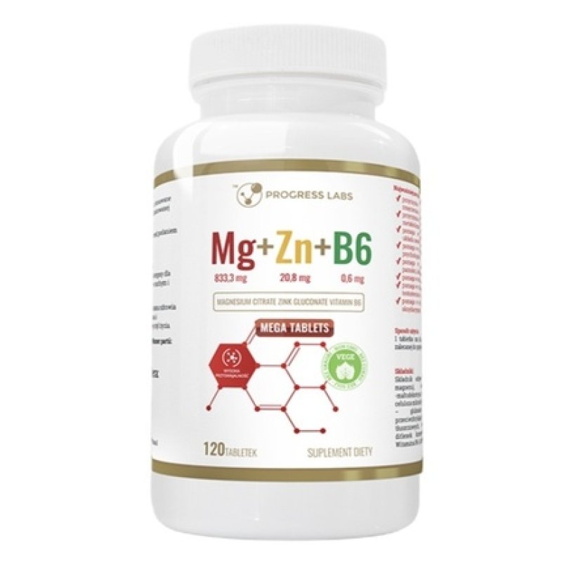 Progress Labs Magnesium Zinc Vitamin B6 Dietary Supplement - 120 Tablets