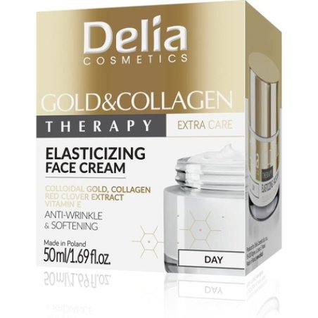 Delia Cosmetics Gold & Collagen Elasticizing Day Cream Anti-Wrinkle Softening with Colloidal Gold Red Clover Extract
