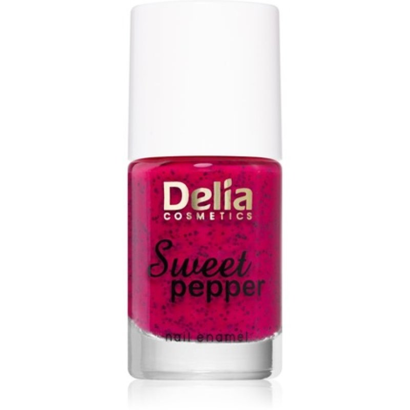Delia Cosmetics Sweet Pepper Black Particles nail polish - 05 Raspberry, 11 ml