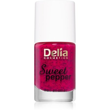 Delia Cosmetics Sweet Pepper Black Particles nail polish - 05 Raspberry, 11 ml