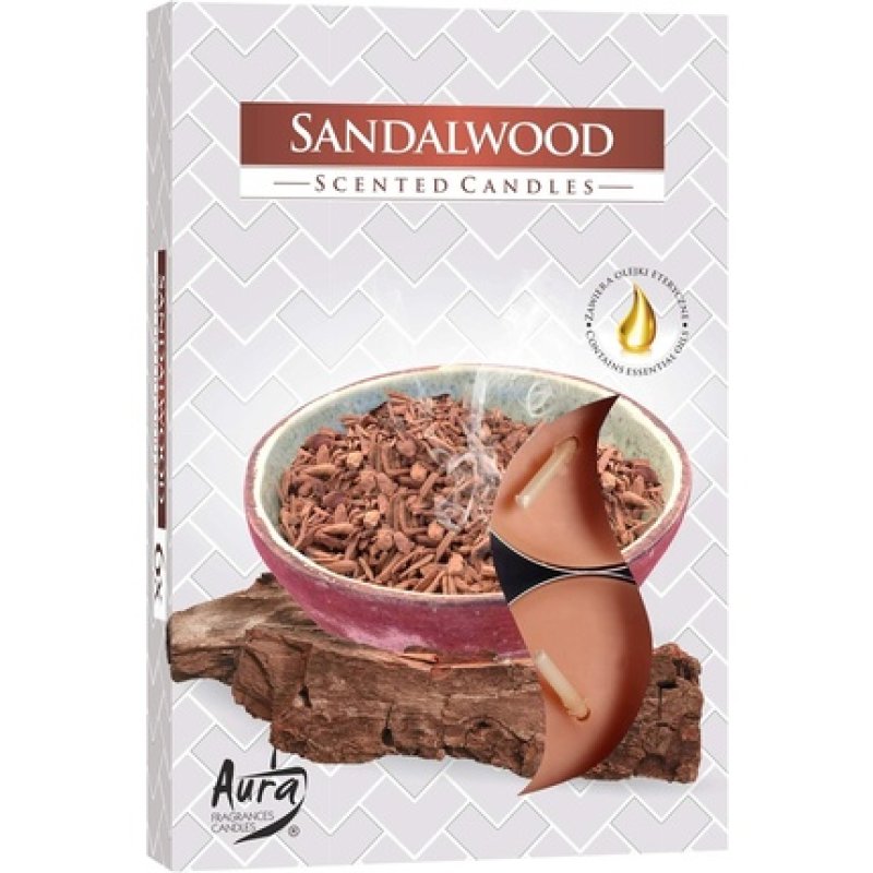 Scented Sandalwood Tea Light Candles - Pack of 6