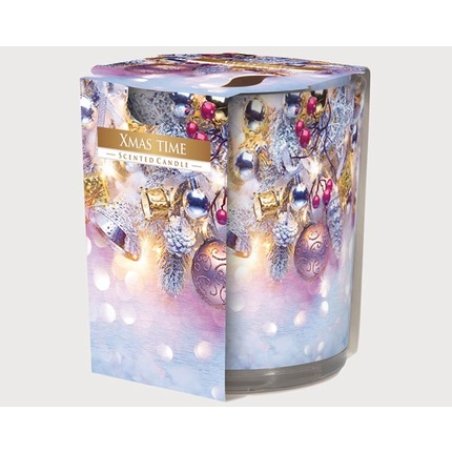 Bispol Scented Candle Motive Glass 'Xmas Time' 120g Wax With Motif Foil, Fragrance: Winter Dream