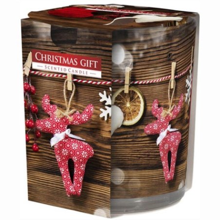 Christmas Poison Scented Candle in Glass with Foliated Decoration 22hr Burning Time