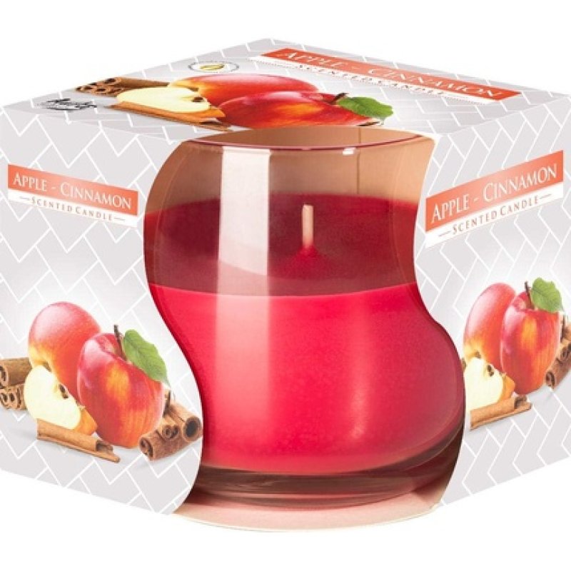Bispol FRAGRED Glass Candles Apple Cinnamon 24 Hours Burning 7.9cm x 7.2cm