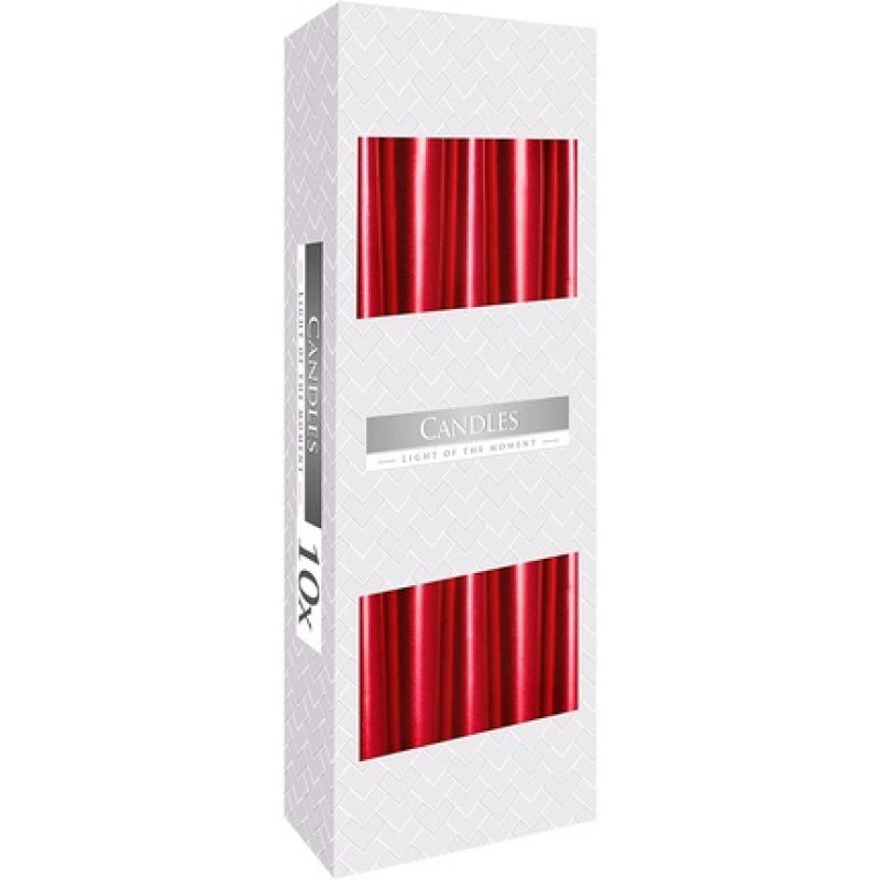 Bispol Kerzen Set Of 10 Candles 2.3 X 24.5 Cm Metallic Red