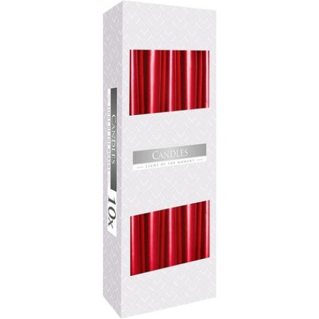 Bispol Kerzen Set Of 10 Candles 2.3 X 24.5 Cm Metallic Red