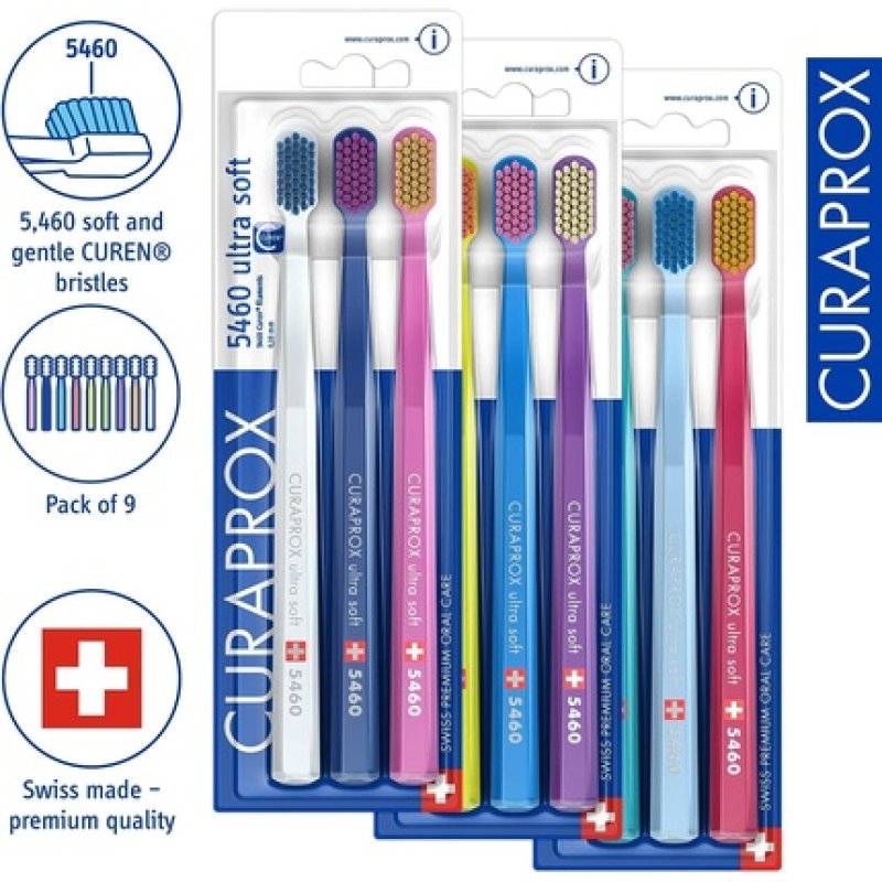 Curaprox CS 5460 Ultra Soft Toothbrush for Adults with 5460 Ultra Soft CUREN Bristles