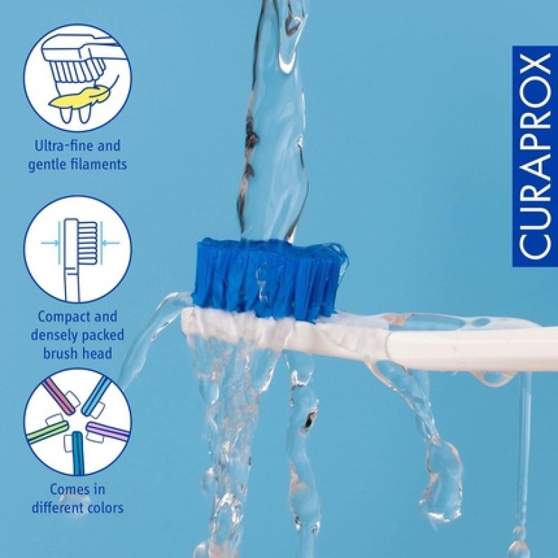Curaprox CS 5460 Ultra Soft Toothbrush for Adults with 5460 Ultra Soft CUREN Bristles White-Blue