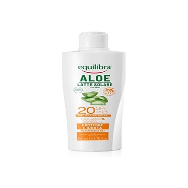 Equilibra Solari Aloe Sunscreen SPF 20 with Aloe Vera, Vitamin C and E, Argan Oil, Coconut Oil, and Shea Butter 200ml
