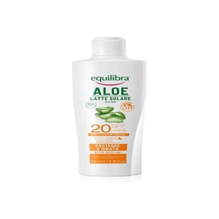 Equilibra Solari Aloe Sunscreen SPF 20 with Aloe Vera, Vitamin C and E, Argan Oil, Coconut Oil, and Shea Butter 200ml