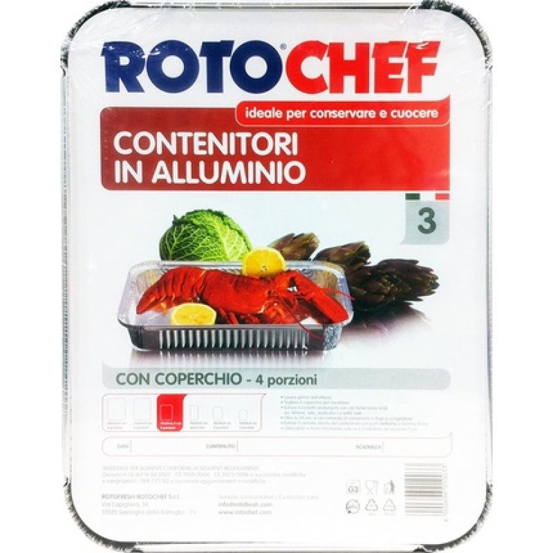 Rotofresh 3 Containers 4 Portions Aluminum