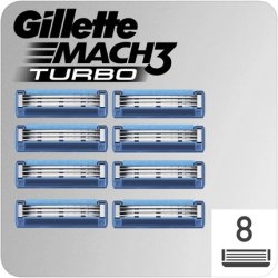 Gillette Mach3 Turbo Men's Razor Replacement Blade 15 Shaves per Sheet - Pack of 8