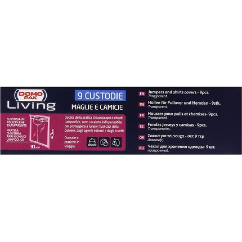 Domopak Living Sleeves For Shirts And Shirts 31 X 43 Cm - Pack Of 9