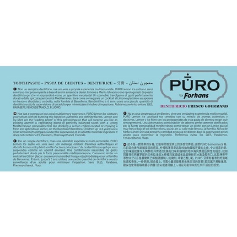 Puro Lemon Ice Toothpaste Fresh Gel Toothpaste 117ml Lemon and Mint