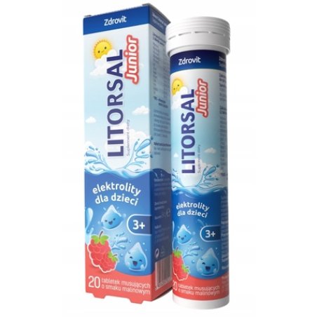 Zdrovit Litorsal Junior Raspberry Flavor Effervescent Tablets - 20 Tablets