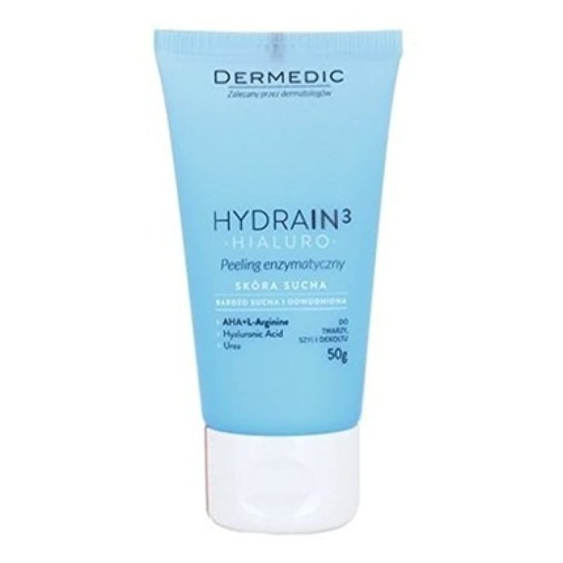 Dermedic Hydrain3 Hialuro Enzymatic Peeling 50g - Recommended for Gentle Cleansing of Sensitive and Dry Skin -