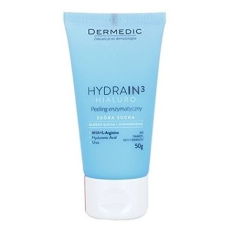 Dermedic Hydrain3 Hialuro Enzymatic Peeling 50g - Recommended for Gentle Cleansing of Sensitive and Dry Skin -