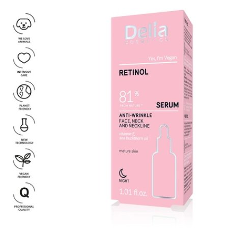 Delia Cosmetics Retinol Anti-Wrinkle Serum for Mature Skin 30ml
