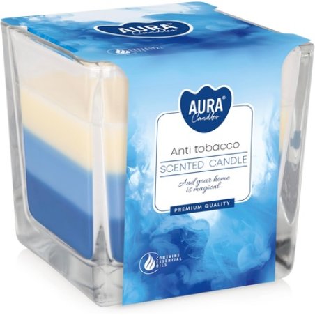 Bispol Beautiful 3 Color Glass Candle with Anti-Tobacco and 10 Scents - 32 Hours Burning