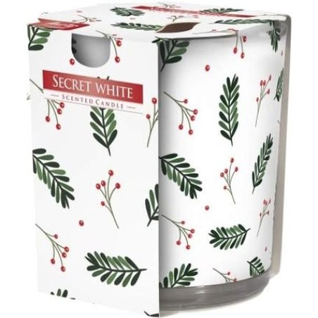 Scented Candle with Graphic Pattern Secret White - 22 Hours Burn Time