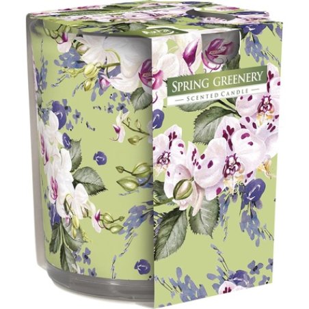 Scented Candle Spring Green in Simple Glass with Pattern