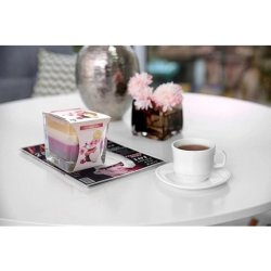 Tri Color Scented Candle, Square Glass, Scent: Violet, 32 Hour Burn
