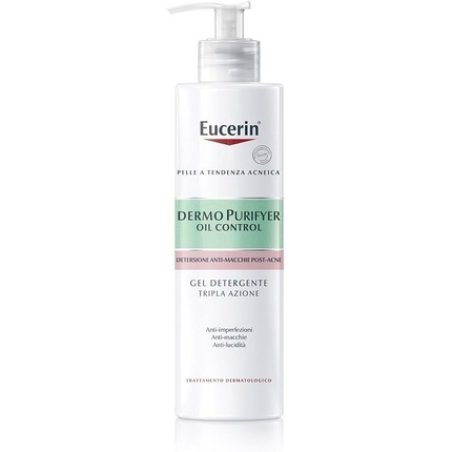 Eucerin Dermopurifyer Triple Action Cleansing Gel for Oil Control and Post-Acne Spot Treatment