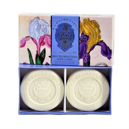 LA Florentina Bellosguardo Collection Iris Florentina Sculpted Italian Soap Set 2 x 4 oz Made in Italy Tuscany