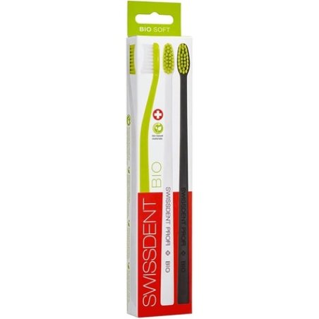 Swissdent Bio Bio-Based Plastic Toothbrush - Green, White, Black