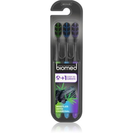 Splat Black Charcoal Toothbrush - Medium Bristle, 3 Pack