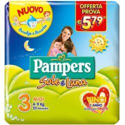 Pampers Sole & Luna Midi, 120 Diapers, Size 3 4-9 Kg Size 3 120 Pieces