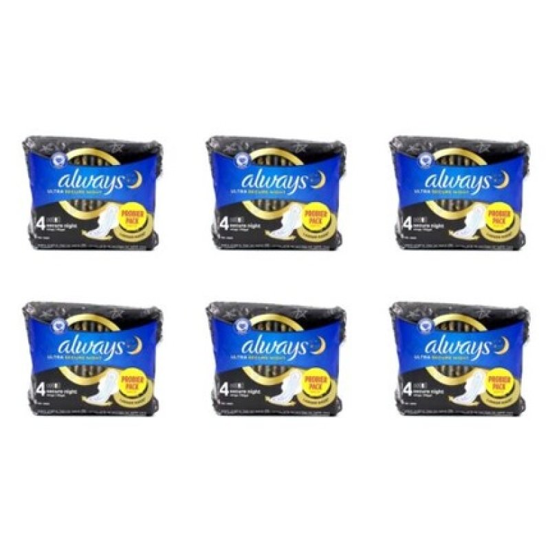 Always Ultra Secure Night Pads with Wings Size 4
