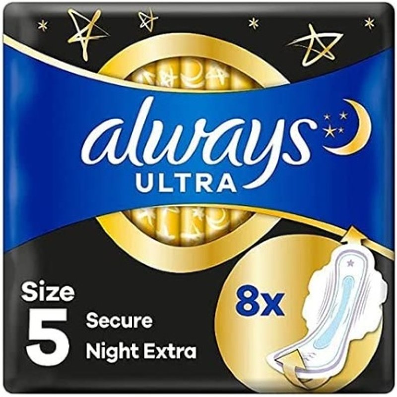 Always Ultra Secure Night Extra Size 5 with Wings 8 Pads
