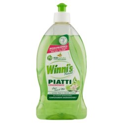 Winni's Piatti Natural Kitchen Hypoallergenic Detergent Lime and Apple Flowers Scent 16.9 Fluid Ounces 500mL Bottle