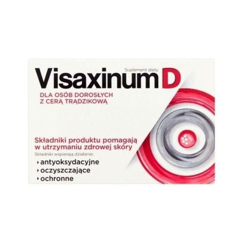 VISAXINUM with Vitamin D Plus 30 Tablets for Acne Prone Skin and Brightening