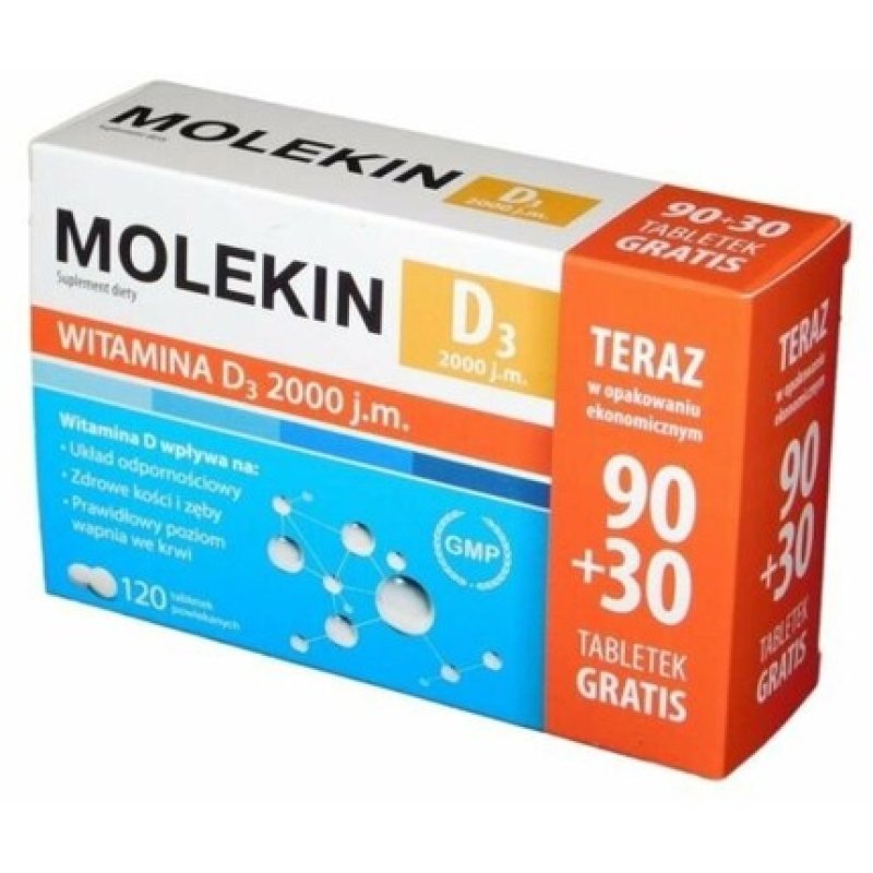 Molekin D3 2000 IU 120 Tablets for Immunity, Healthy Bones and Teeth