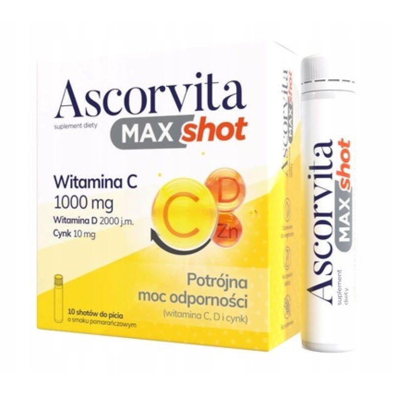 Ascorvita Max Vitamin C Boost Liquid Supplement - 10 Pack Of 25ml Shots