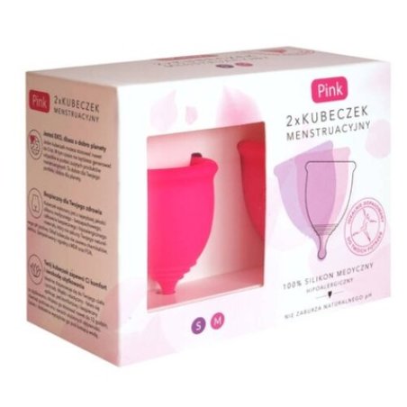 Hydrex Pink Menstrual Cup Set S & M - 2 Pieces Medium Silicone
