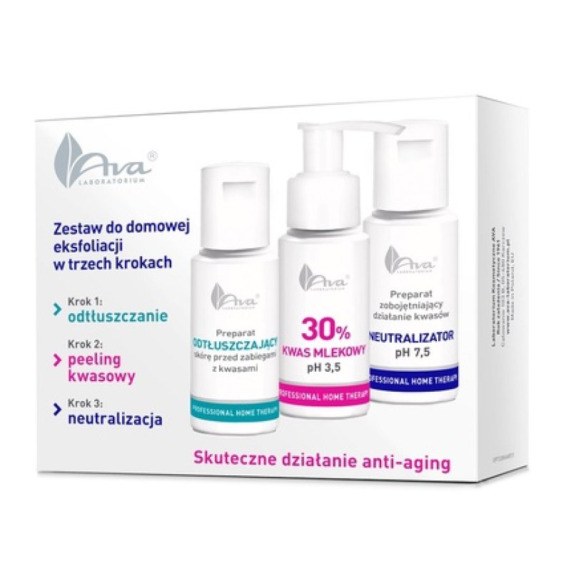 Ava Laboratory Set Home Exfoliation Kit - 50ml Degreasing Agent, 50ml Lactic Acid 30, 50ml Neutralizer
