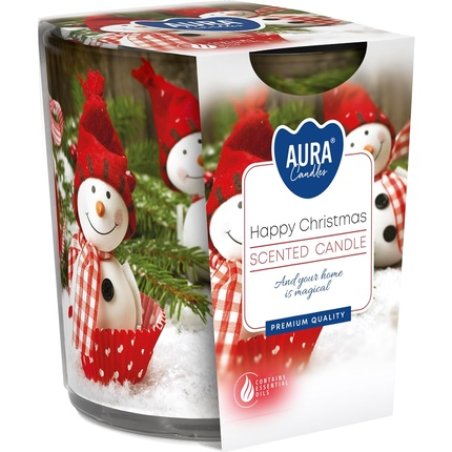 Scented Candle in Glass Aura 22h Funny Christmas Pattern