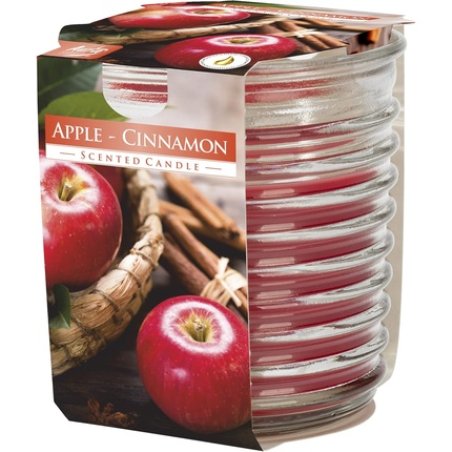 Scented Candle in Wavy Glass Red Color Christmas Fragrance Apple